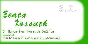 beata kossuth business card